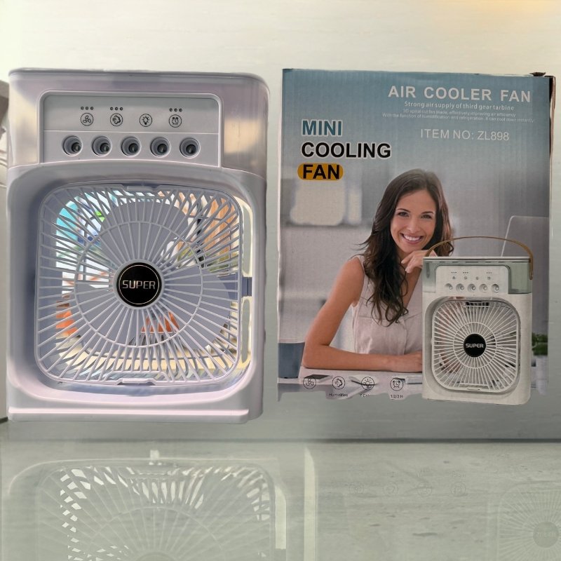 10 Inches | Large Size Portable Air Conditioner Fan | Usb Electric Fan With Led Night Light, Fine Mist Water, And Humidifier Function | Led Night Light Water Mist | Random Color
