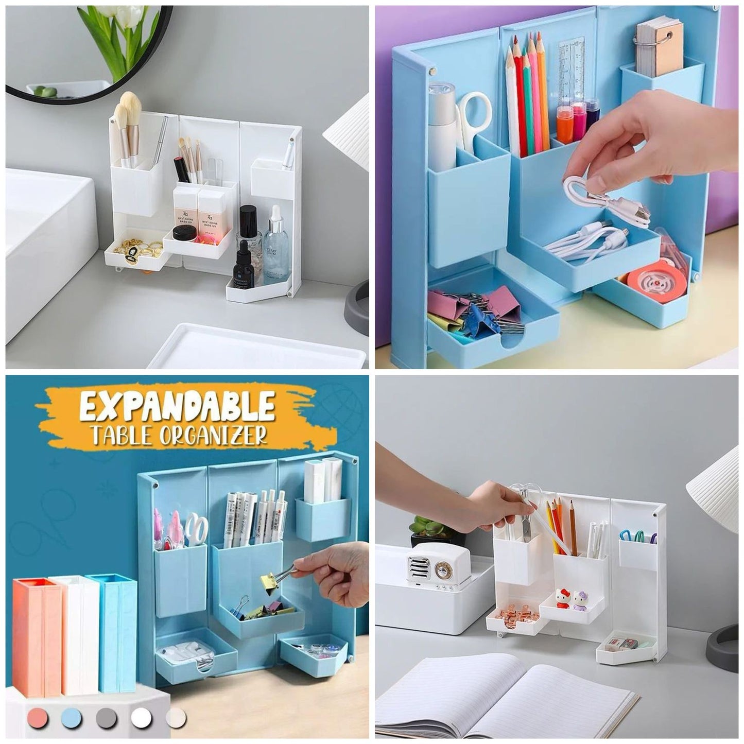 3 Steps Foldable Table Storage Box Organizer with Box Packing (Mix/Random Color) - AVORA