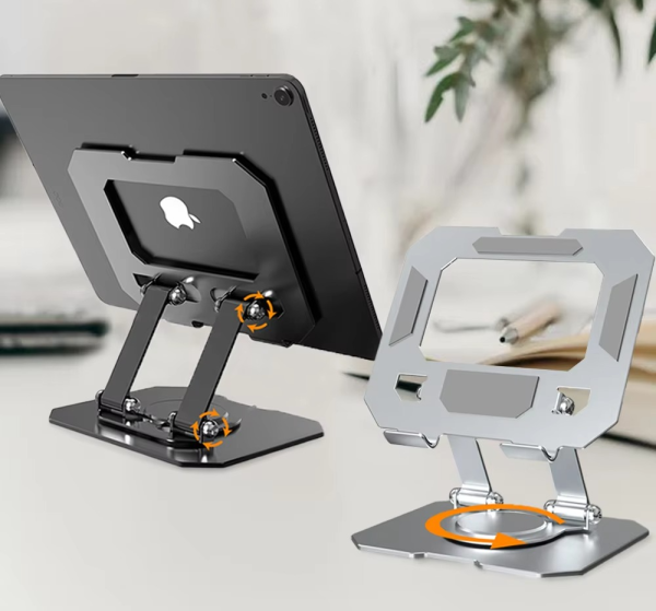 360° Rotating Metal Tablet & Mobile – Adjustable, Foldable, And Portable Desk Mount With Cooling Design For Phones, Tablets, And Small Devices, Device Cooling Stand | Stainless Steel Stand, Tablet Holder Stand – Random Color