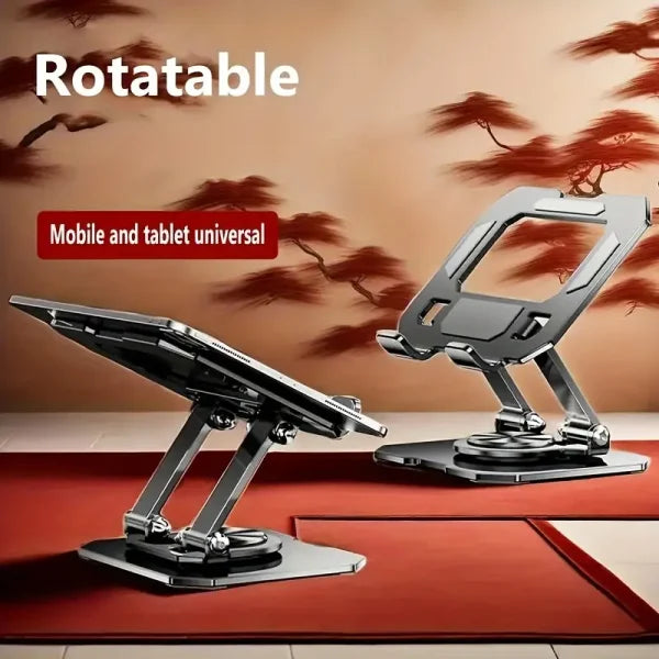 360° Rotating Metal Tablet & Mobile – Adjustable, Foldable, And Portable Desk Mount With Cooling Design For Phones, Tablets, And Small Devices, Device Cooling Stand | Stainless Steel Stand, Tablet Holder Stand – Random Color