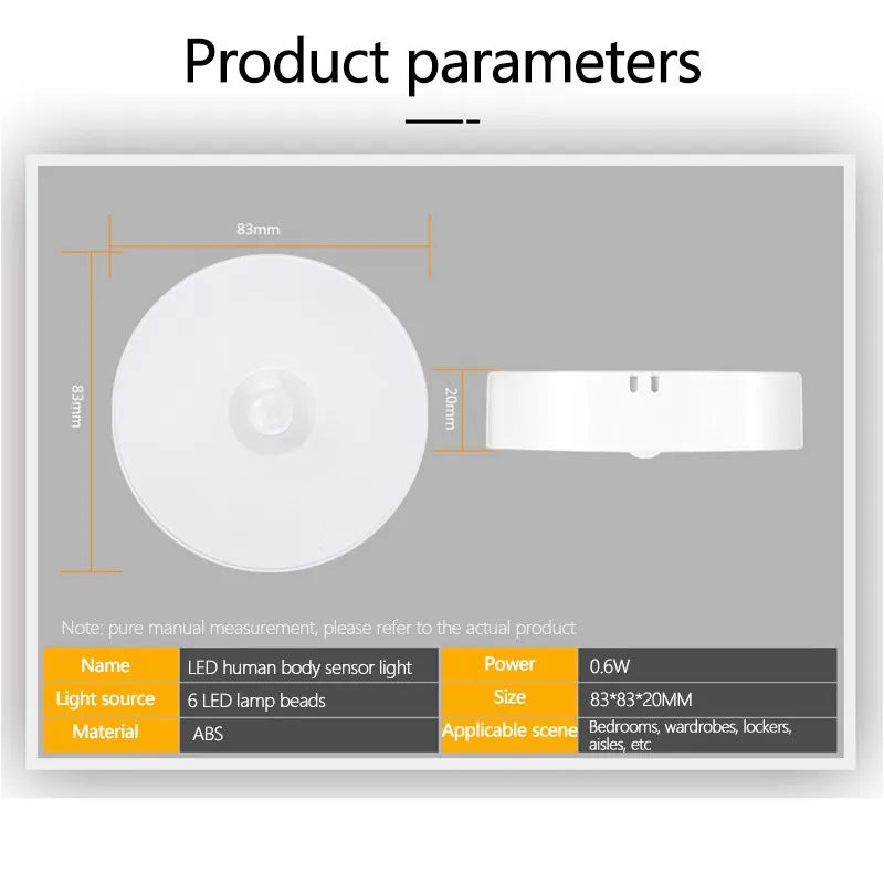 Intelligent Motion Sensor LED Light - USB Rechargeable & Adjustable - AVORA