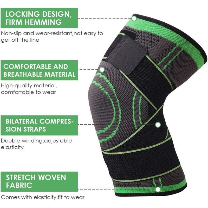 Adjustable 3D Knee Support Band with Patella Gel Pad & Anti-Slip Grip Strong support, pain relief