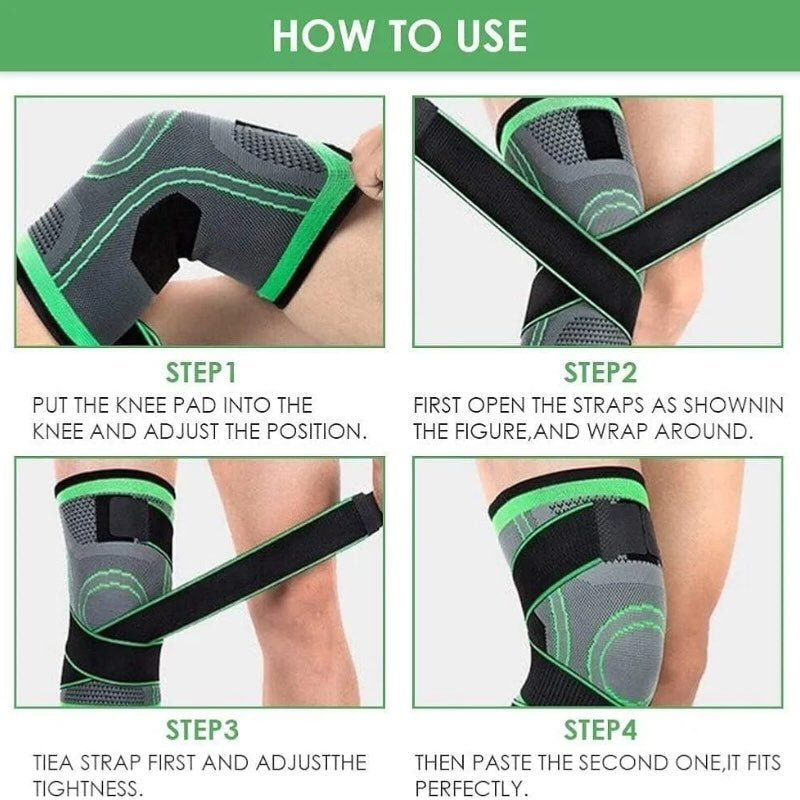 Adjustable 3D Knee Support Band with Patella Gel Pad & Anti-Slip Grip Strong support, pain relief