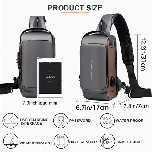 Blue &amp; Brown | Multifunction Anti-Theft USB Charging Crossbody Shoulder Bag | Stylish, Secure &amp; Ready for Adventures