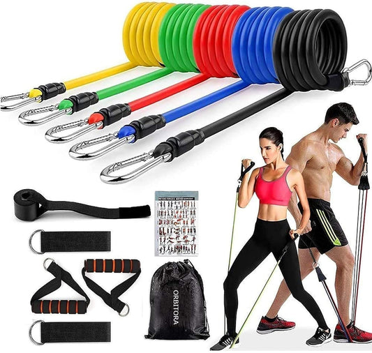 Gym Belt | 5-in-1 Power Exercise Resistance Band Set – Adjustable Fitness Equipment for All |Without Box | Pouch Packing