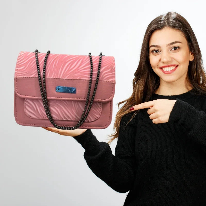 Luxury Women’s Shoulder Bag in Pink Faux Leather for Casual, Work, and Formal Use