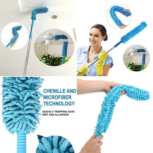 Flexible Micro Fiber Duster With Telescopic Stainless Steel Handle For Fan Cleaning Specially( Random Color ) - AVORA