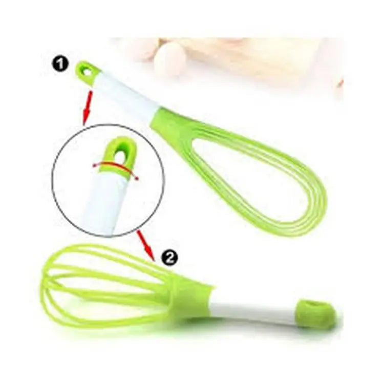 2-in-1 Twist Silicone Whisk Multifunction Egg Beater Foldable Milk and Egg Blender Balloon Flat Whisk