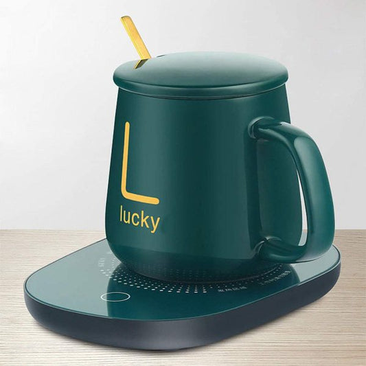 Ceramic Coffee Cup With Automatic Heating Pad | Only In Green Color