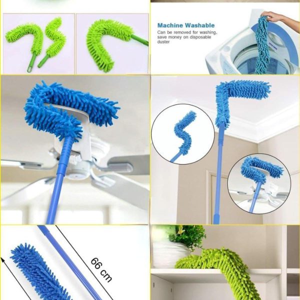 Flexible Micro Fiber Duster With Telescopic Stainless Steel Handle For Fan Cleaning Specially( Random Color ) - AVORA