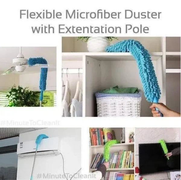 Flexible Micro Fiber Duster With Telescopic Stainless Steel Handle For Fan Cleaning Specially( Random Color ) - AVORA