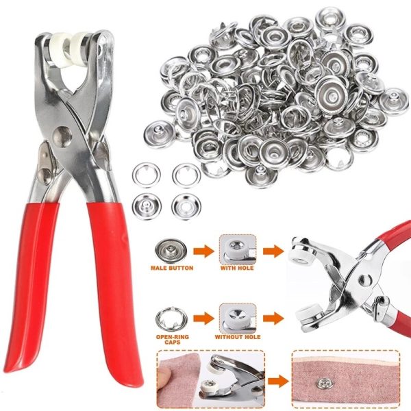 Metal – Button Press Tool For All Cloths | Tich Button Press Plier With 50 Buttons.