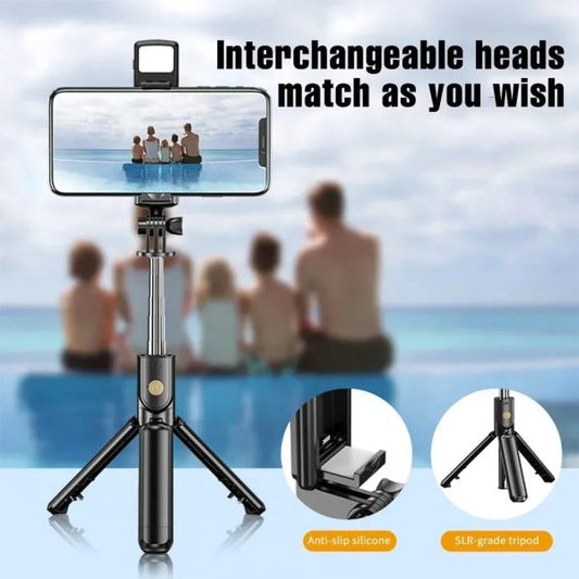 R1s Selfie Stick With Tripod | Bluetooth Foldable Selfie Rod With Remote Control For Phone Action Camera Iphone ﻿with Flash Light - AVORA