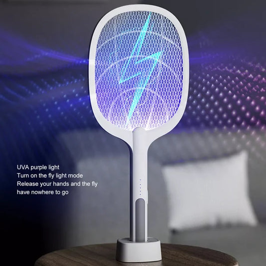 Rechargeable Electric Mosquito Killer Racket 2 In 1 Led Flash Light (random Color)