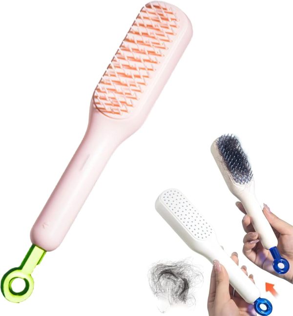 Self Cleaning Hair Brush, One-click Cleaning Telescopic Hair Comb – Without Box (random Color) - AVORA