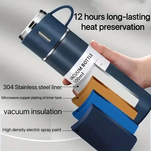 Stainless Steel 500ml Hot & Cool Water Bottle (500 ML) (random Color) - AVORA